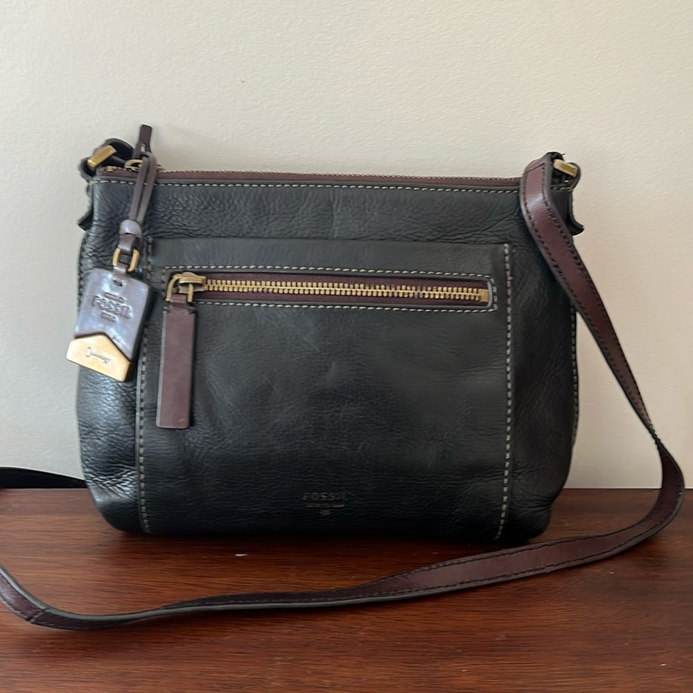 Fossil Crossbody black leather purse